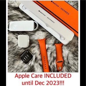 Hermes Apple Watch Series 6 - 44MM Stainless Steel Case Hermes Orange Sport Band